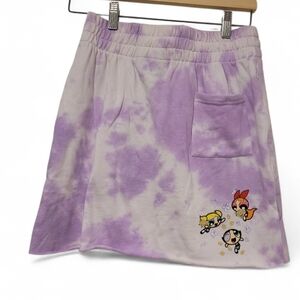 #013 Purple Tie-Dye Power Puff Girl Midi Skirt